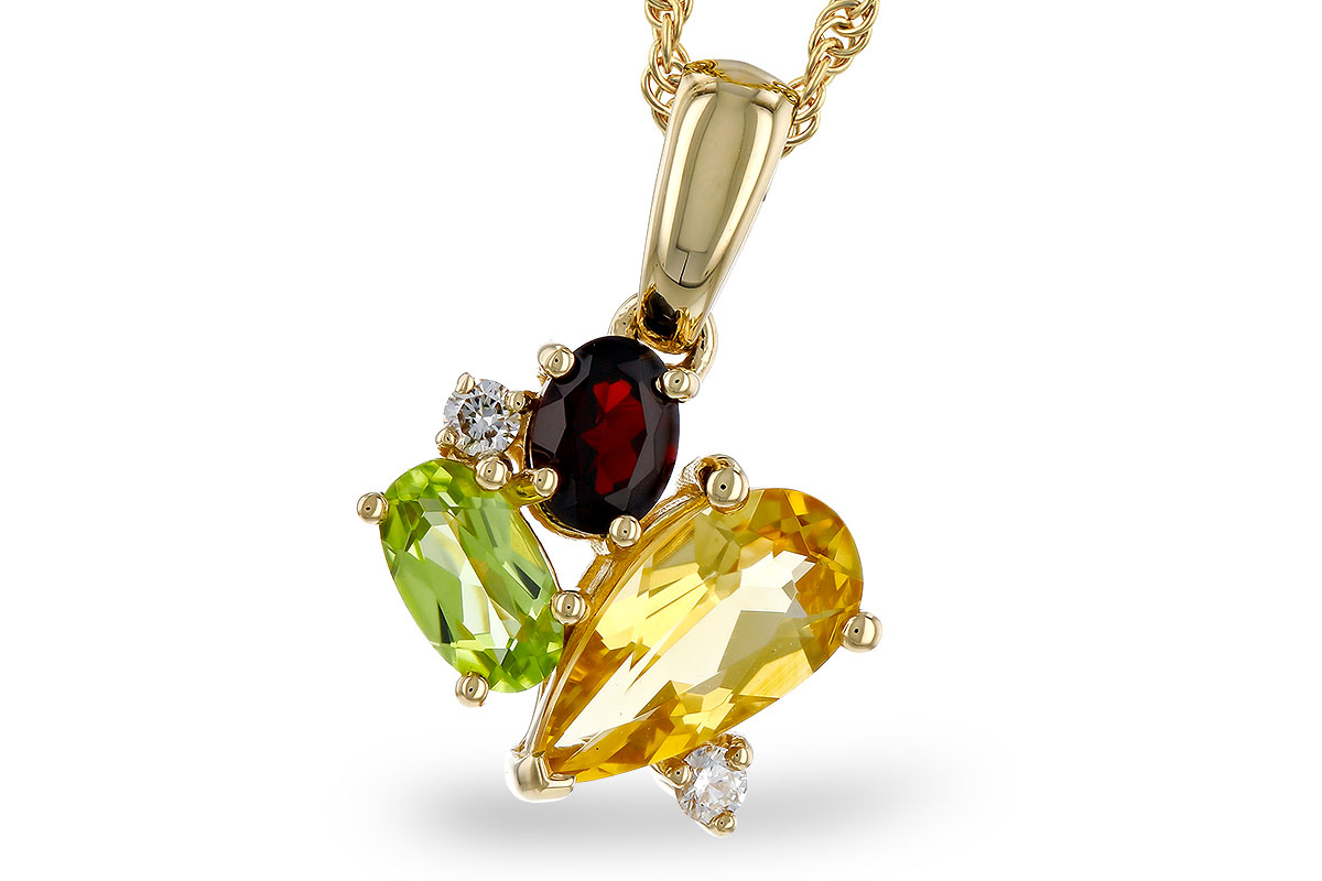 M283-85395: NECKLACE .79 SEMI PREC (CIT,PER,GAR) .82 TGW
