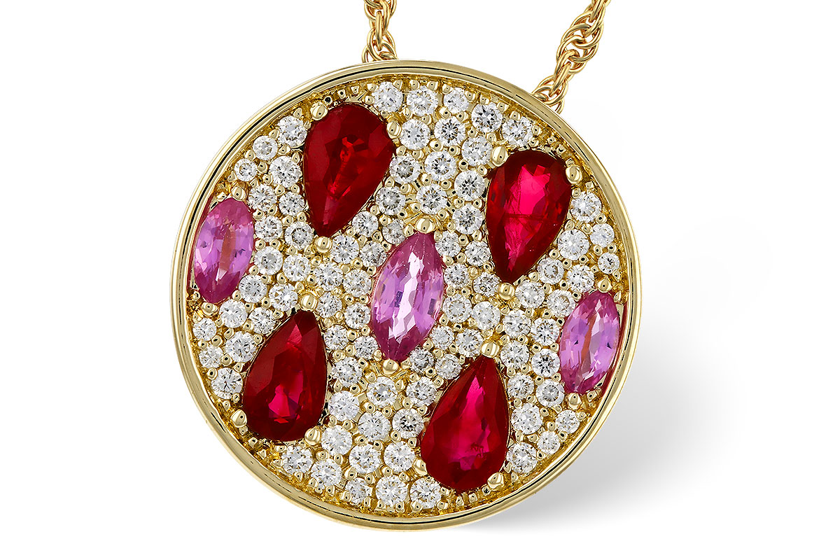 M283-90831: NECK 1.42 TW PRECIOUS (RUBY & PINK SAPP) 1.82 TGW