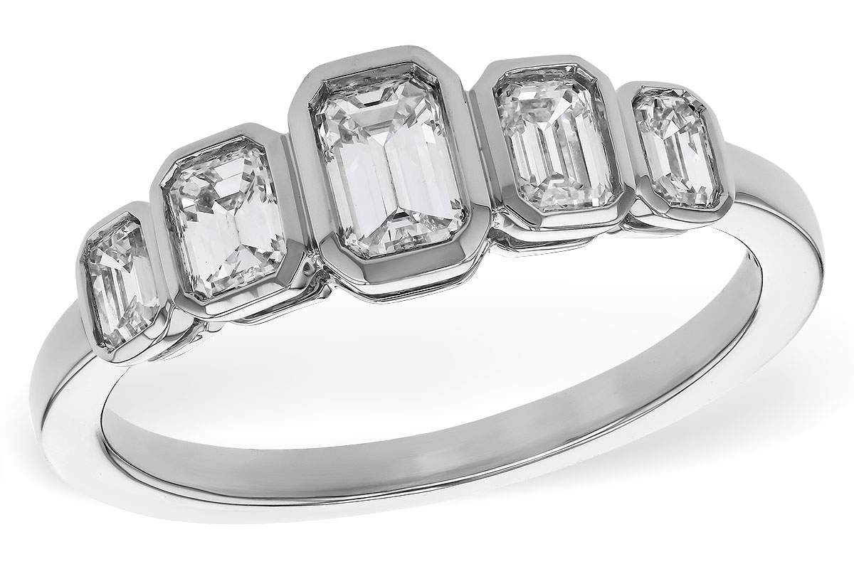 M283-90877: LDS DIA WED RG .90 TW EMERALD CUTS