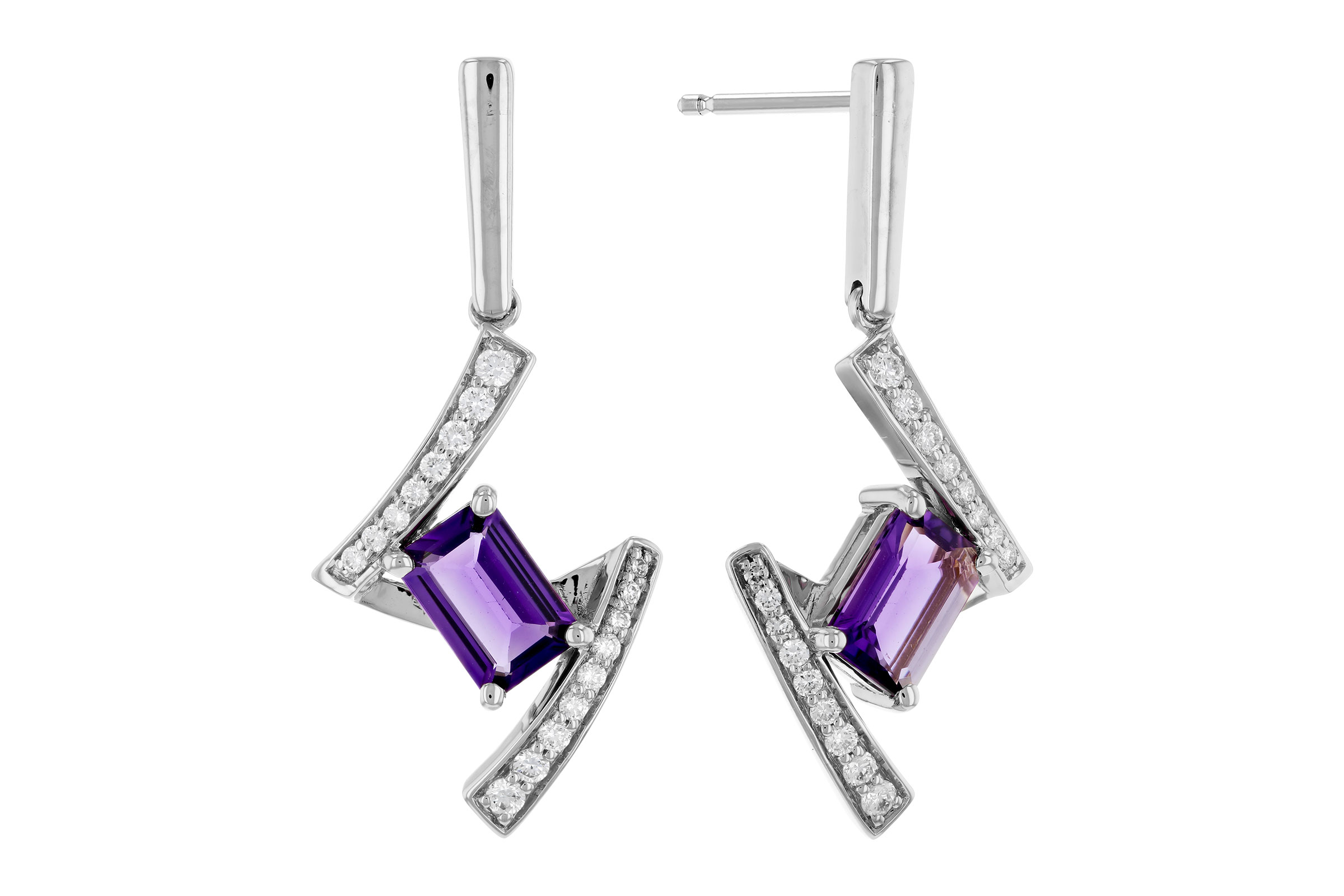 M284-76331: EARRINGS .80 TW AMETHYST .98 TGW (6x4MM AMY)
